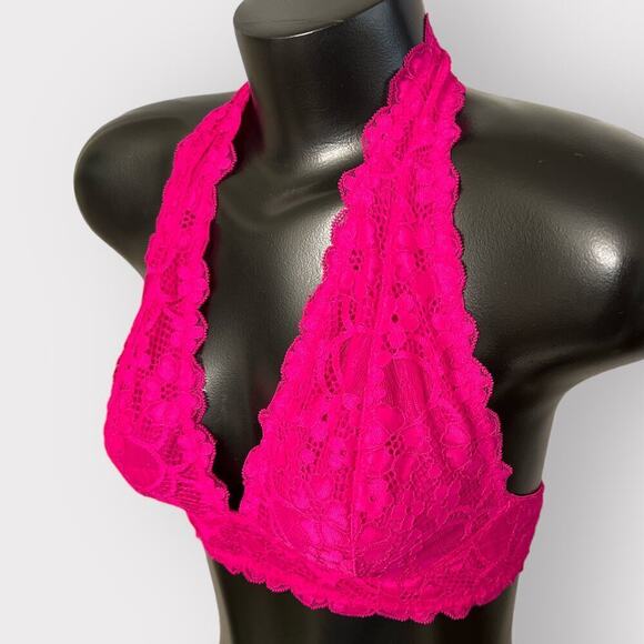 Intimately Free People NEW Pink Lace Halter Bralette Womens M Softbra Fairykei - Picture 3 of 11